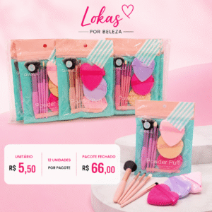 Kit de Pincéis e Esponjas de Maquiagem Powder Puff Qianlili