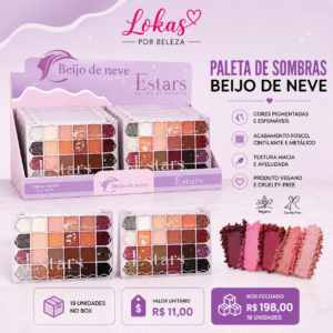 Paleta de Sombras Beijo de Neve Estars 18 Cores