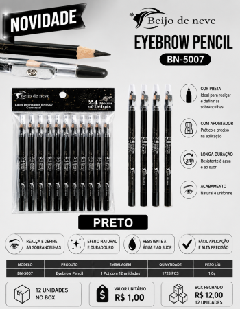 lápis de olho preto delineador sobrancelhas