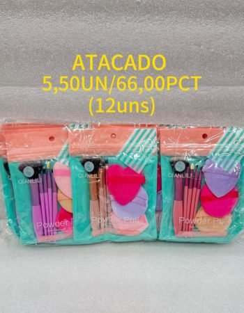 Kit de Pincéis e Esponjas de Maquiagem Powder Puff Qianlili Lokas por Beleza Distribuidora Maquiagem Bras SP