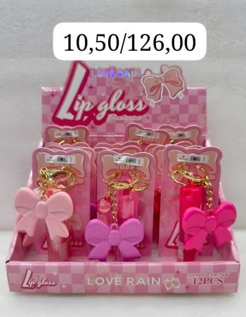 Lip Gloss Chaveiro Bow Love Rain – LR5646 Lokas por Beleza Distribuidora de Maquiagem Bras SP Brasil