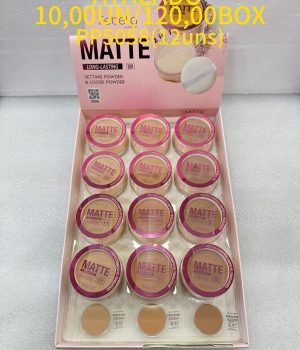Pó facial matte Febella acabamento aveludado box 12 unidades maquiagem atacado