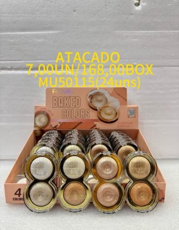 Iluminador Febella Baked Colors brilho glow box 24 unidades maquiagem atacado